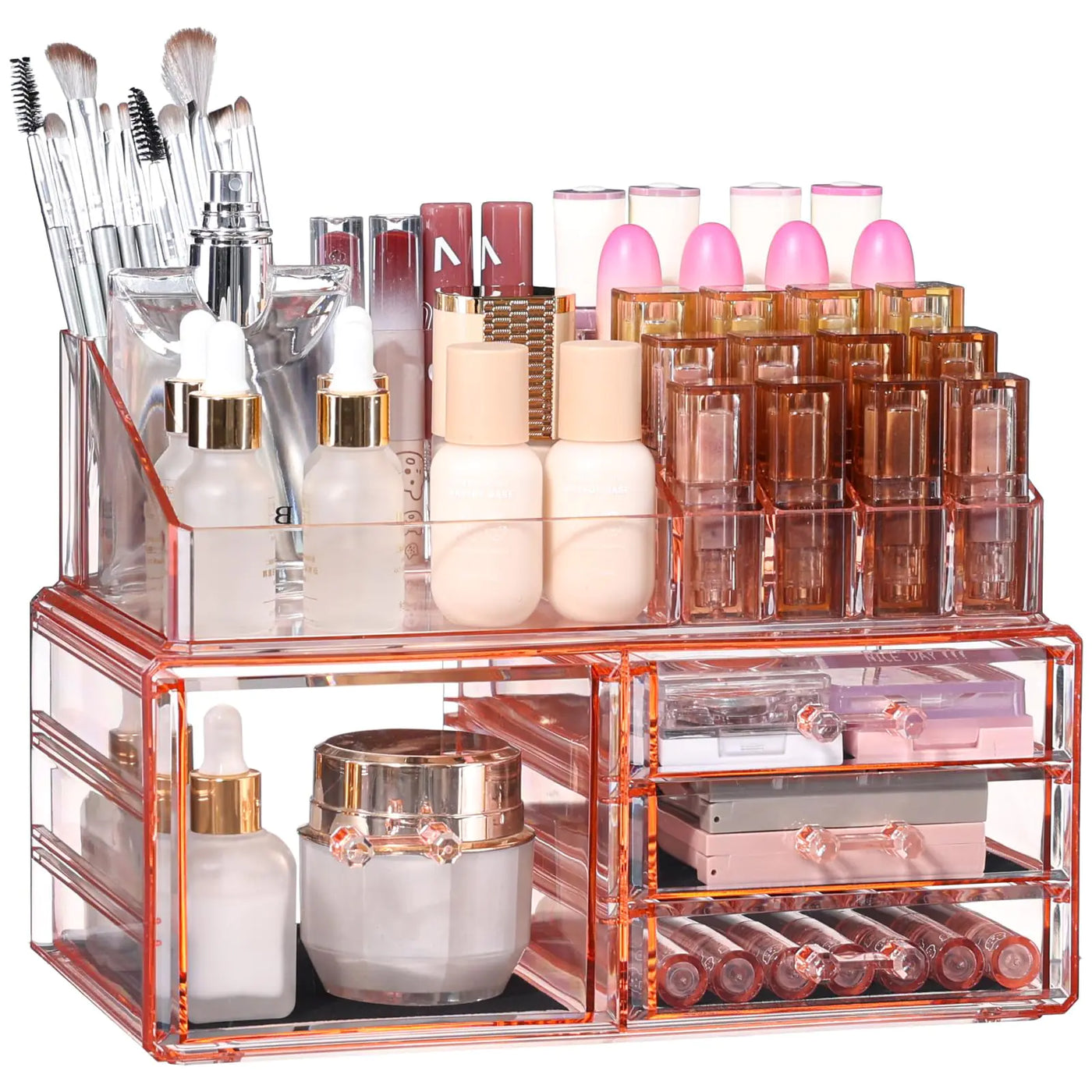 Acrylic Pink Makeup 4 Drawers Storage