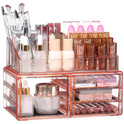 Acrylic Pink Makeup 4 Drawers Storage